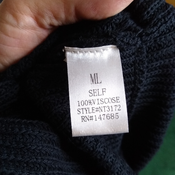 NUDE apparel black knit crossover deep plunge sweater - Picture 7 of 9